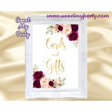 Burgundy Cards and gifts sign, Gold cards and gifts sign, (20w) Burgundy Cards and gifts sign, Gold cards and gifts sign, (20w)